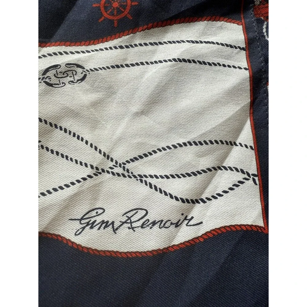 Gim Renoir Nautical‎ Rectangle Scarf 55” x 11” Blue White Red